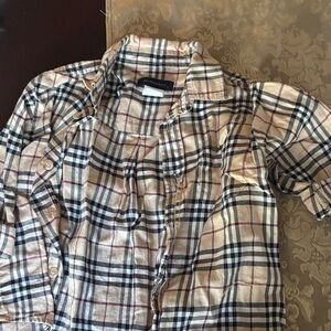 Burberry Beige and Black Checkered Shirt